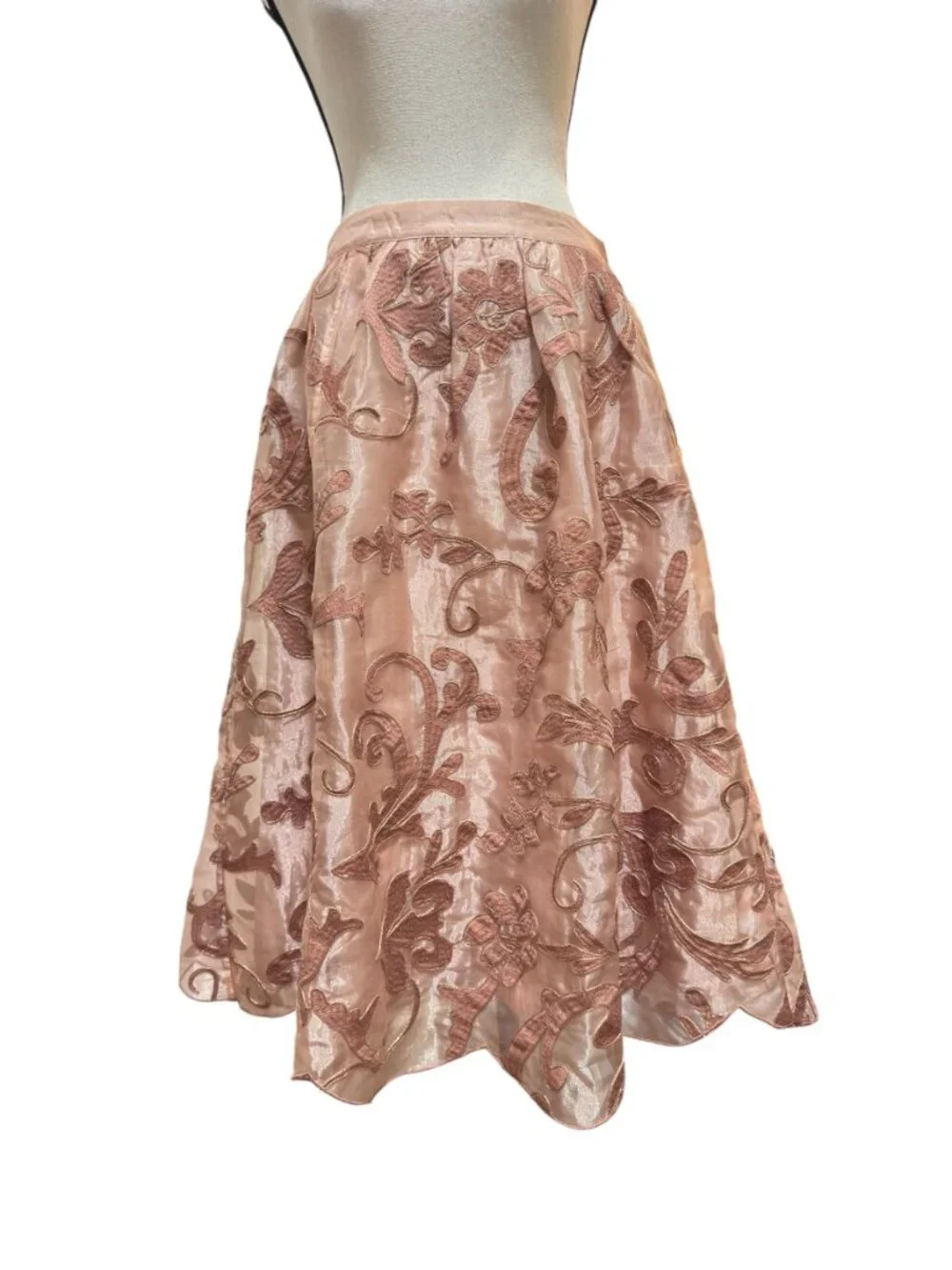 Anthro Maeve Shannon‎ Embroidered Midi Skirt M Pink A-Line Floral NWOT - Picture 6 of 13